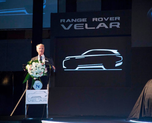 Speakers on stage at the New Range Rover Velar Launch, Myanmar